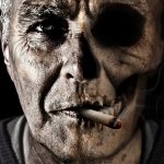 Man and scull face smoking - hypnotherapy training for healthcare professionals